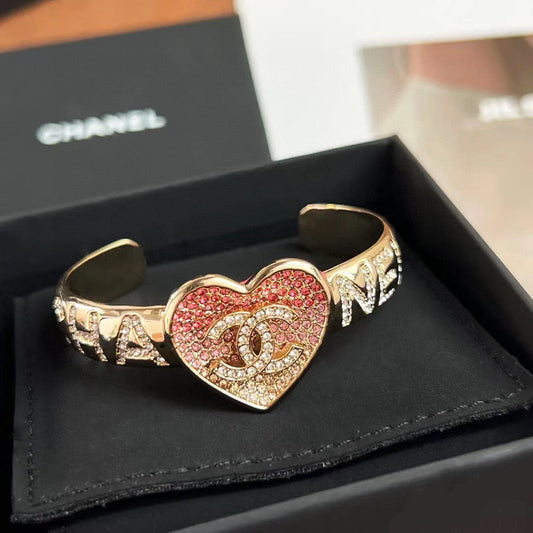 Rhinestone Heart Cuff Bracelet