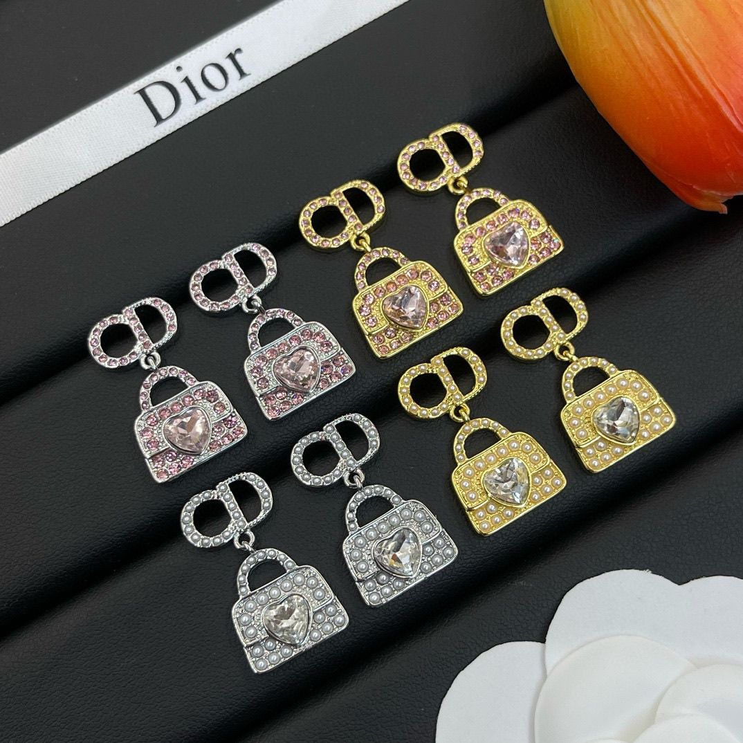 Fashionable Rhinestone Bag Pendant Earrings