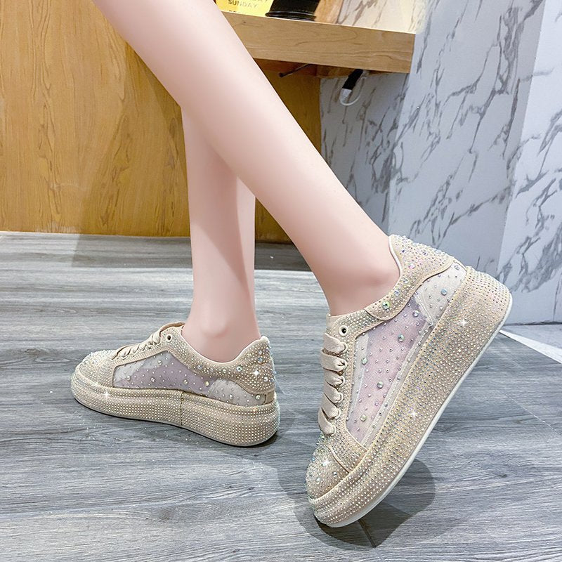 New full diamond mesh Rhinestone casual board shoes