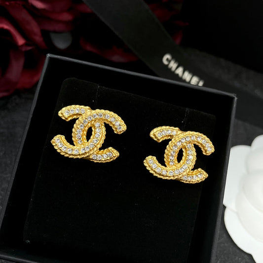 Golden Diamond Stud Earrings