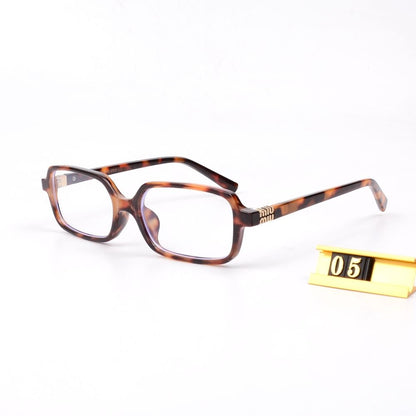 Leopard Print Square Frame Retro Glasses & Sunglasses