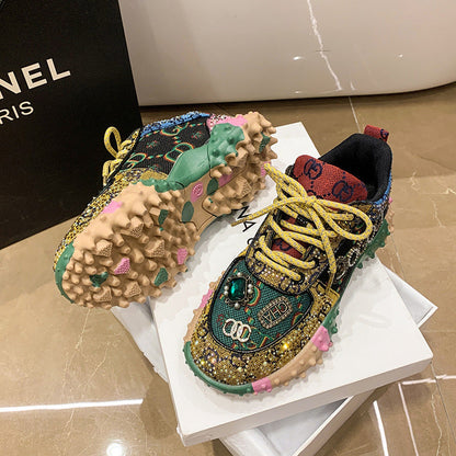 2023 New Flat Mesh Rhinestone Casual Sneakers