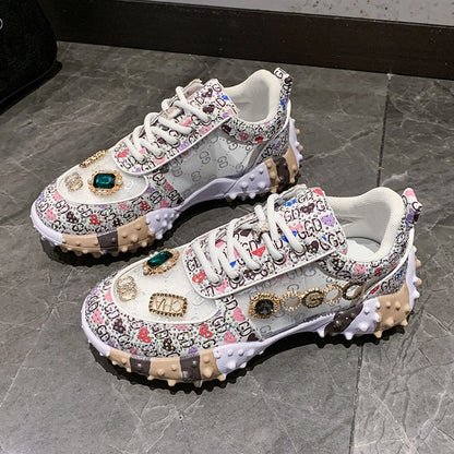 2023 New Flat Mesh Rhinestone Casual Sneakers