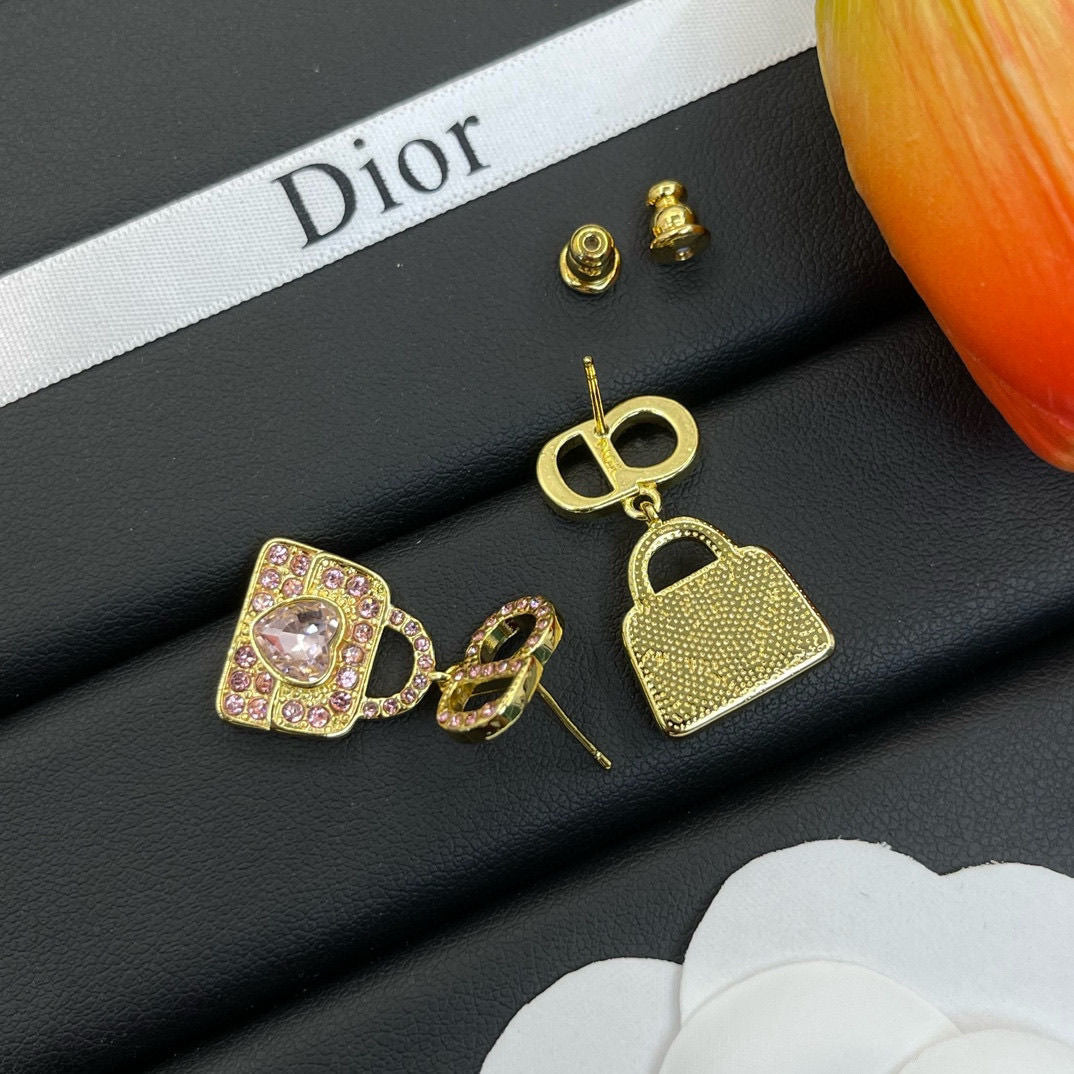 Fashionable Rhinestone Bag Pendant Earrings