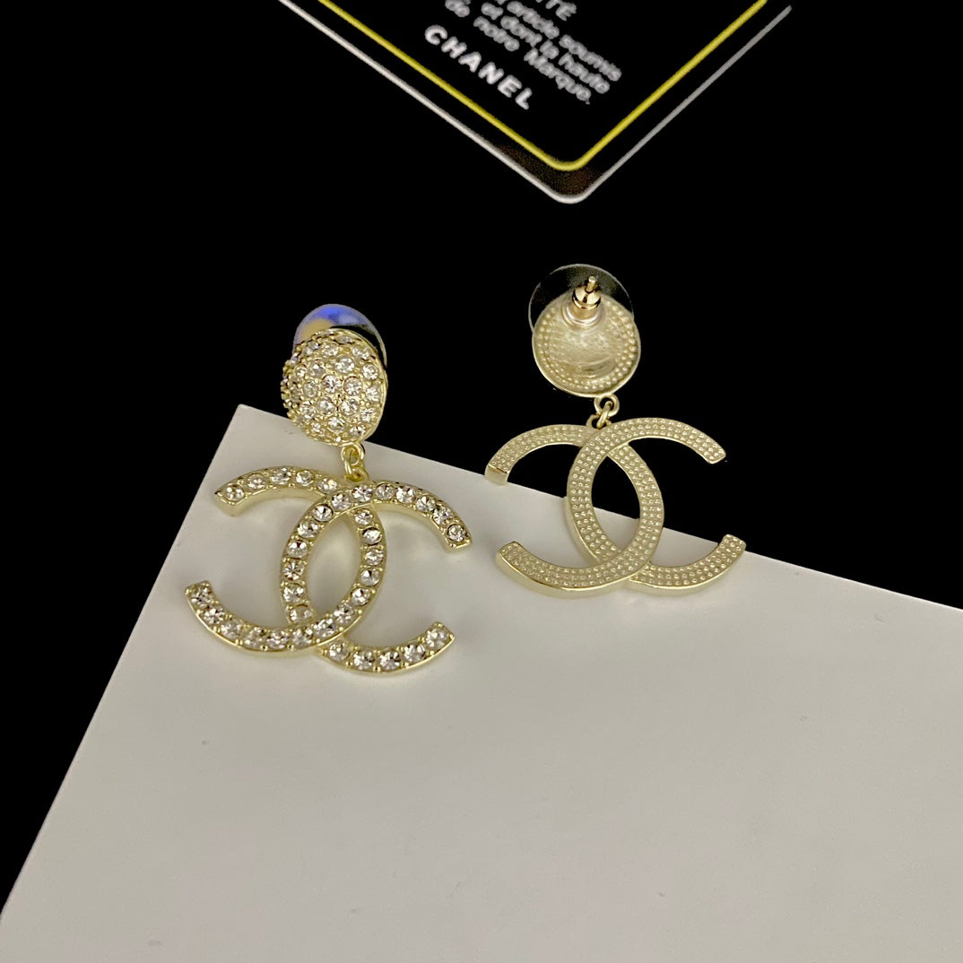 Shiny Full Diamond Logo Earrings