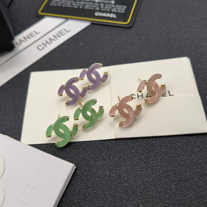 Vintage Resin Alphabet Stud Earrings