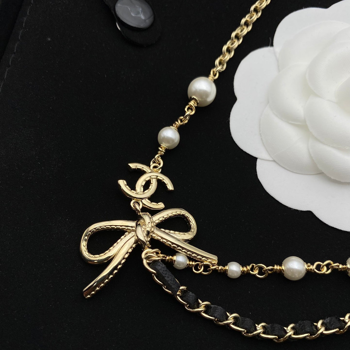 Bow Double Layer Pearl Necklace