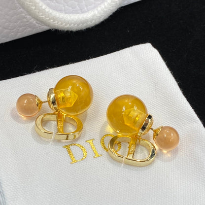 Orange Ball Stud Earrings