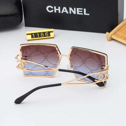 Retro Watermark Letter Metal Frame Sunglasses