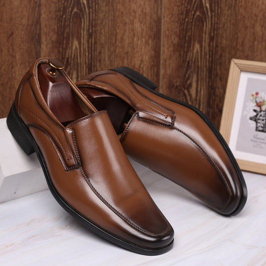 Men's leather shoes small square toe flat shoes