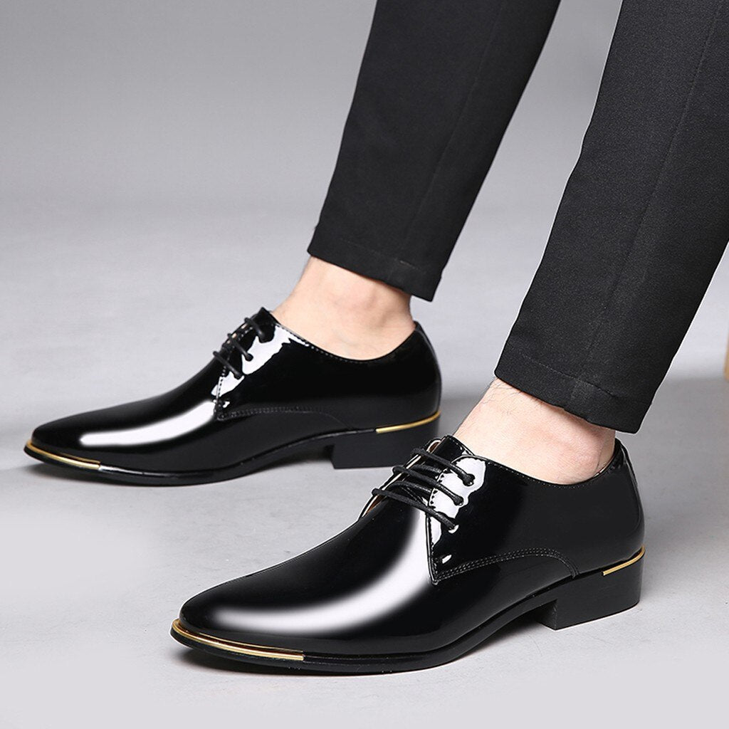 Mens Pointed Toe Vintage English Leather Shoes