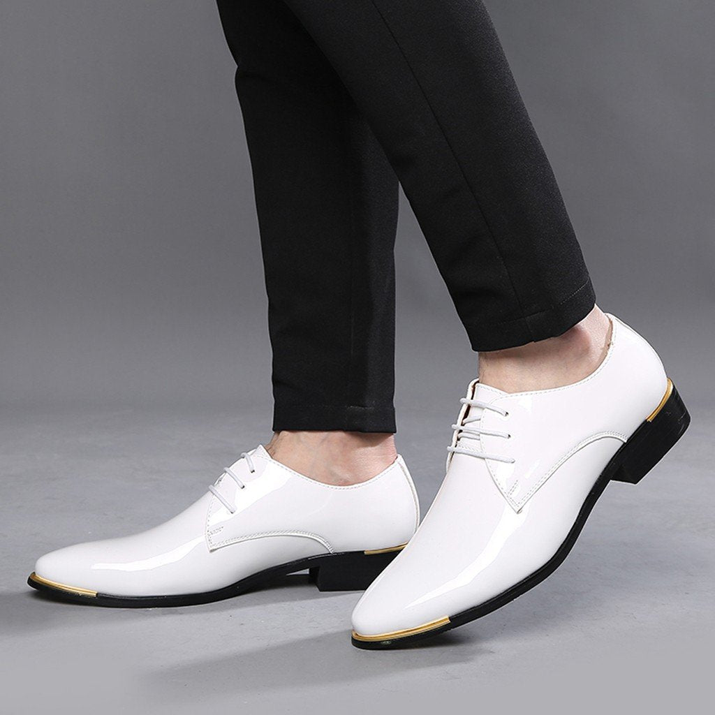 Mens Pointed Toe Vintage English Leather Shoes