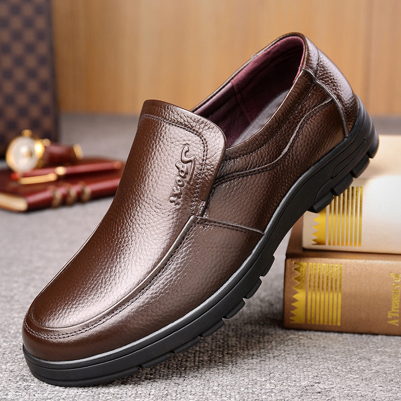 Spring Breathable Leather Shoes Men's Leather Soft Bottom Non-slip Casual Men's Shoes