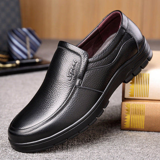 Spring Breathable Leather Shoes Men's Leather Soft Bottom Non-slip Casual Men's Shoes