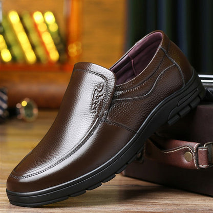 Spring Breathable Leather Shoes Men's Leather Soft Bottom Non-slip Casual Men's Shoes