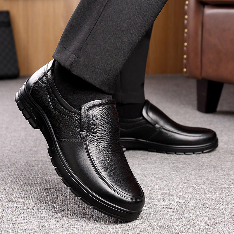 Spring Breathable Leather Shoes Men's Leather Soft Bottom Non-slip Casual Men's Shoes