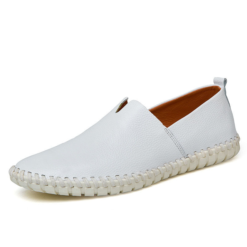 Cowhide Leather Slip-On Cut Out Casual Loafer Shoes