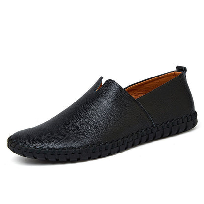 Cowhide Leather Slip-On Cut Out Casual Loafer Shoes