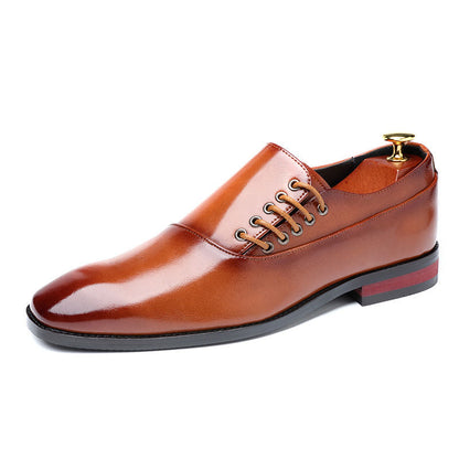 Side Lace-Up Pointy Toe Slip On Formal Business Oxfords Shoes