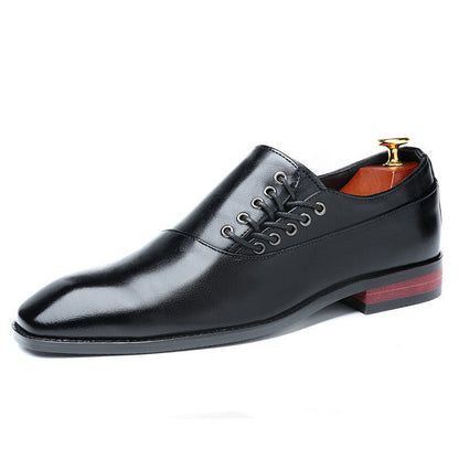 Side Lace-Up Pointy Toe Slip On Formal Business Oxfords Shoes