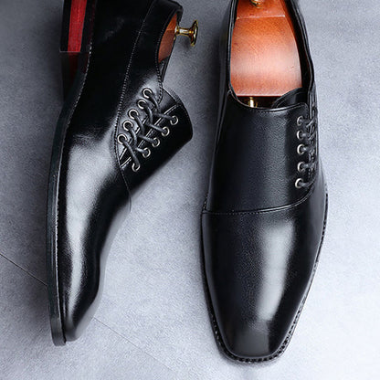 Side Lace-Up Pointy Toe Slip On Formal Business Oxfords Shoes