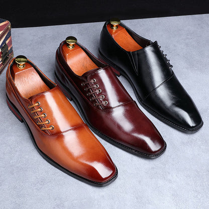 Side Lace-Up Pointy Toe Slip On Formal Business Oxfords Shoes