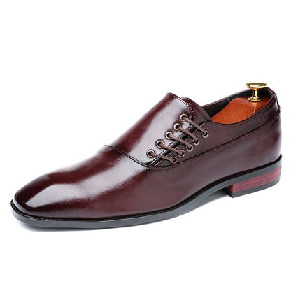 Side Lace-Up Pointy Toe Slip On Formal Business Oxfords Shoes