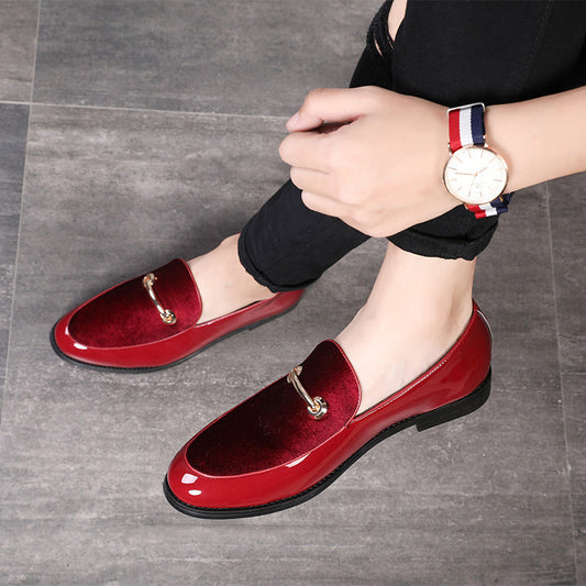 PU Leather Patchwork Buckle Slip On Loafers Shoes