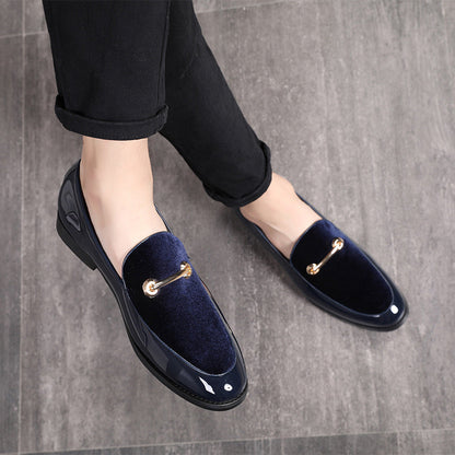 PU Leather Patchwork Buckle Slip On Loafers Shoes