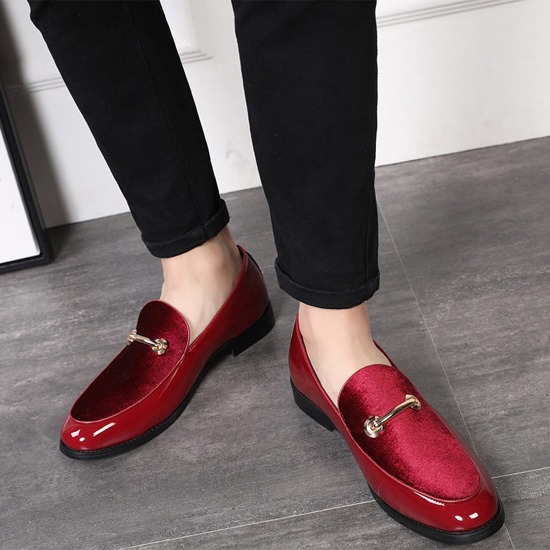 PU Leather Patchwork Buckle Slip On Loafers Shoes