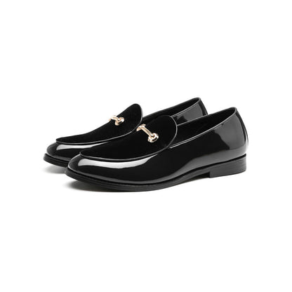 PU Leather Patchwork Buckle Slip On Loafers Shoes