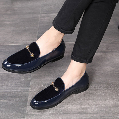 PU Leather Patchwork Buckle Slip On Loafers Shoes