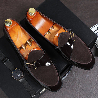 Reflective PU Leather Patchwork Buckle Casual Oxford Shoes