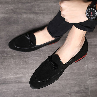 Frosted Faux Leather Loafers Bow Trim Pointy Toe Shoes