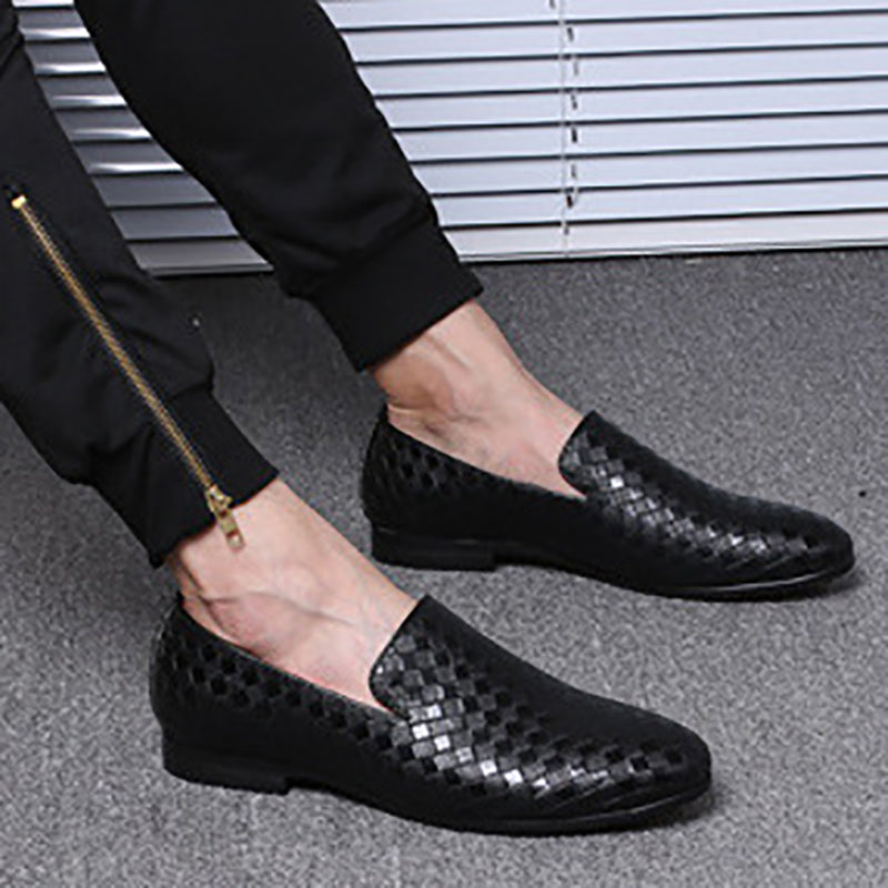 Faux Leather Crochet Fading Color Casual Slip-On Loafers Shoes