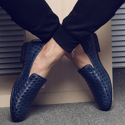 Faux Leather Crochet Fading Color Casual Slip-On Loafers Shoes