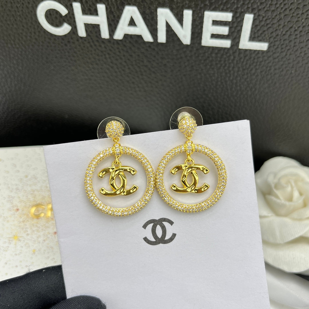 Diamond Hoop Drop Earrings