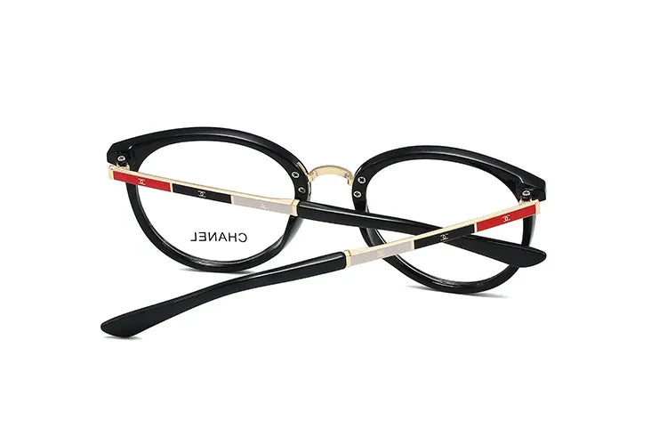 5-Color Oval Stripe Metal Frame Glasses