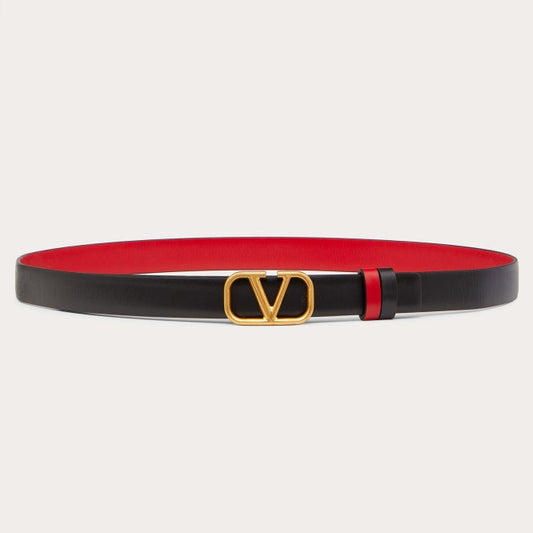 Women's Glossy Leather Metal Logo Belt