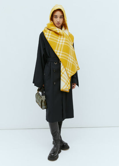 Hooded Checked Wool-Jacquard Scarf