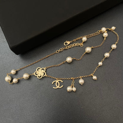 Camellia Pearl Double Layer Necklace