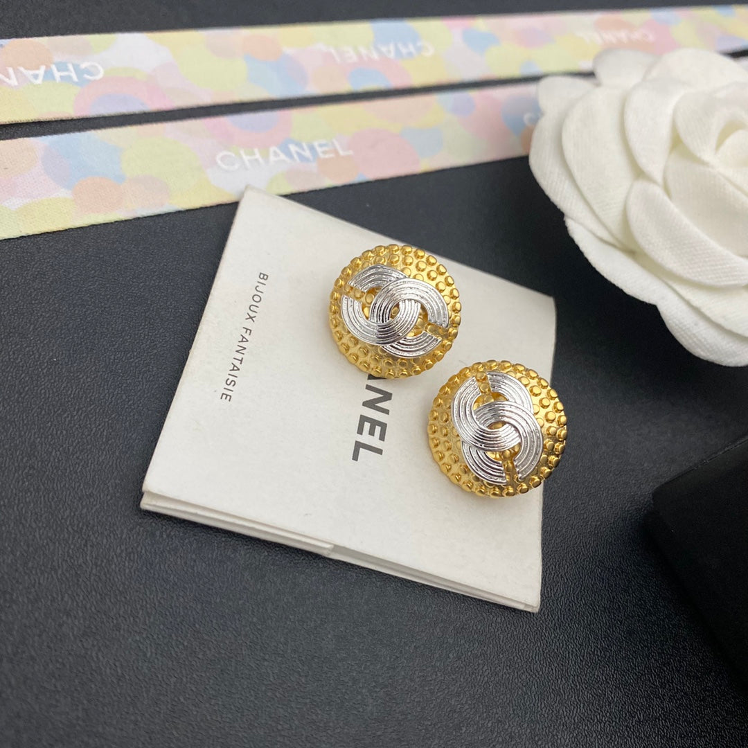 Premium Gold Round Stud Earrings