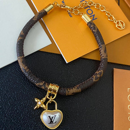 Love Pendant Leather Bracelet