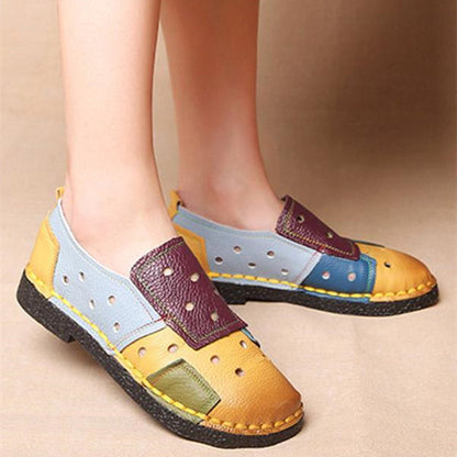 Genuine Leather Loafers Mixed Colors Ballet Flats Shoes