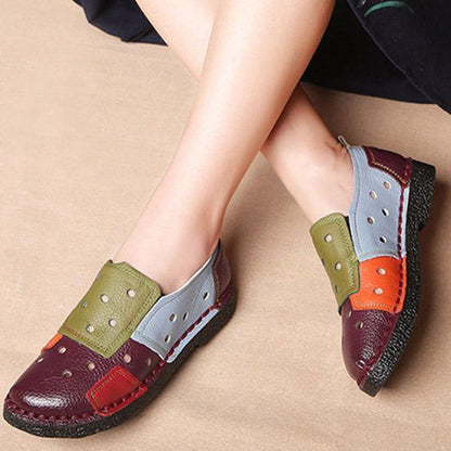 Genuine Leather Loafers Mixed Colors Ballet Flats Shoes