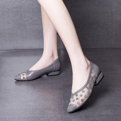 New hollow flat shoes breathable Rhinestone women's shoes