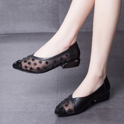 New hollow flat shoes breathable Rhinestone women's shoes