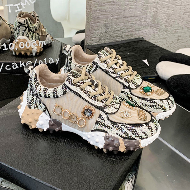 2023 New Flat Mesh Rhinestone Casual Sneakers