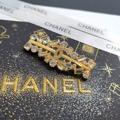 Rhinestone Golden Brooch