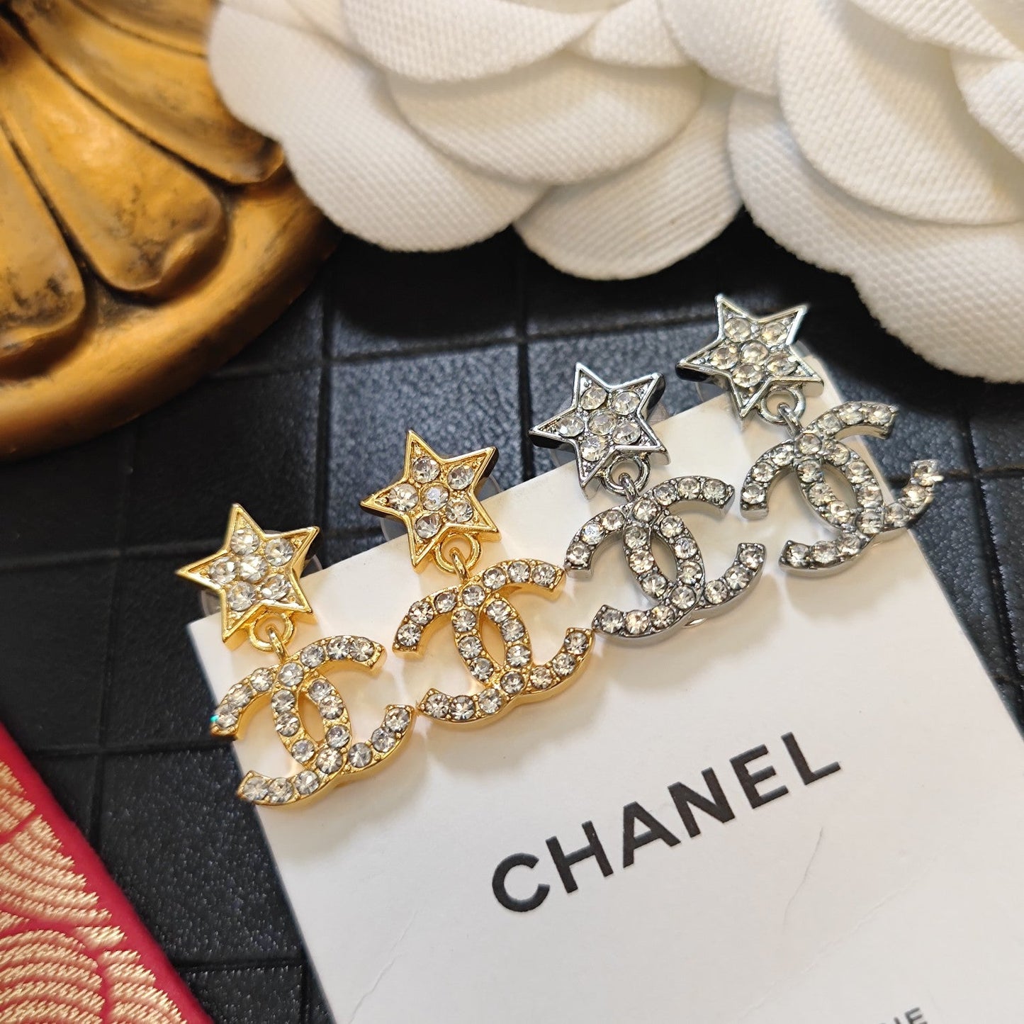 Trendy Diamond Star Logo Earrings